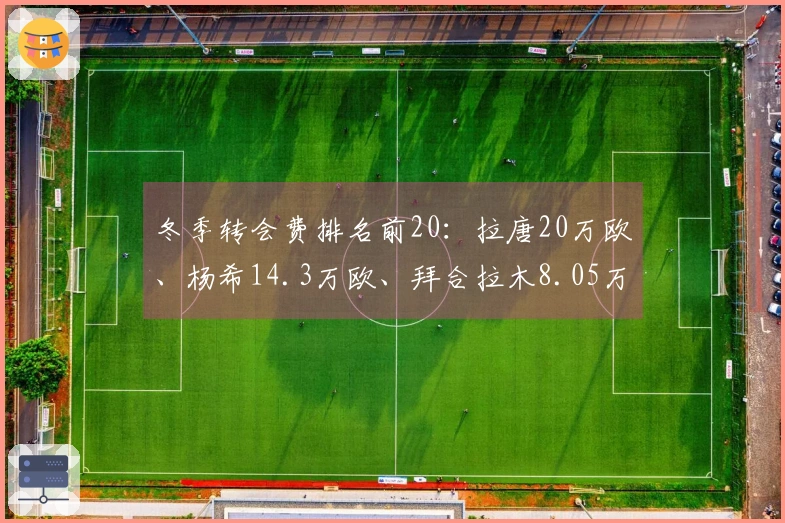 冬季转会费排名前20：拉唐20万欧、杨希14.3万欧、拜合拉木8.05万